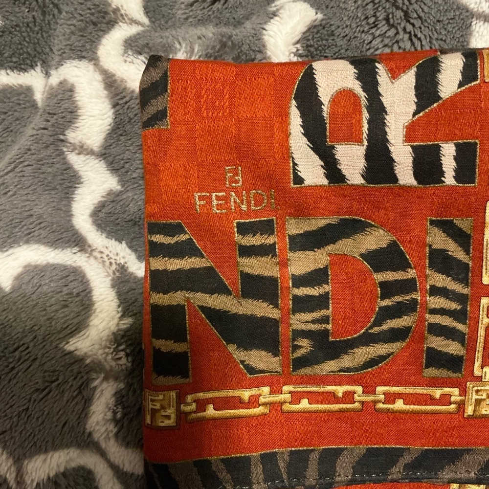 Fendi Red and Black Accent neck scarf